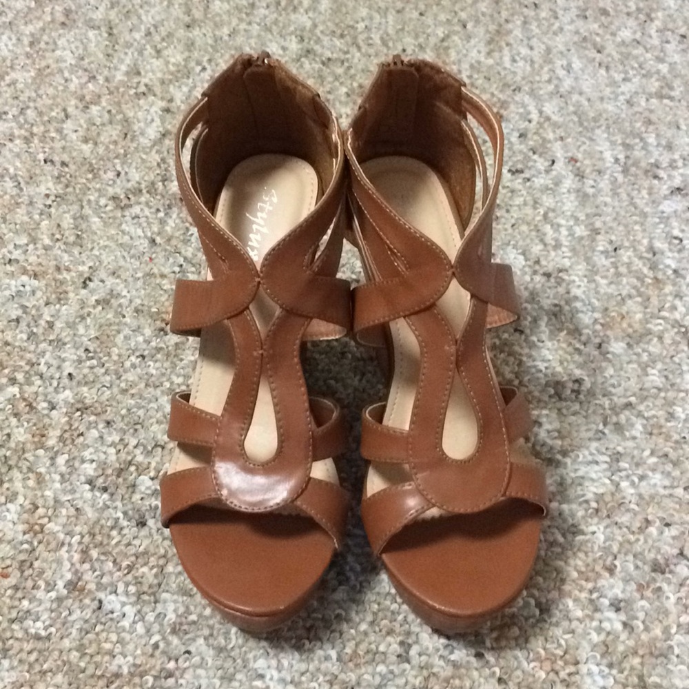 Cognac Wedge Heels